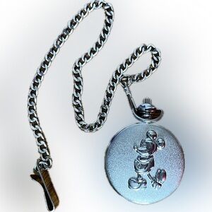 Disney’s Mickey Mouse Train Conductor Pocket Watch MC0403 EUC